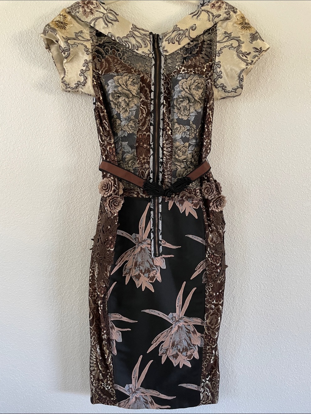 Byron Lars Anthropologie Baroque Jacquard Sheath Dress Size 0